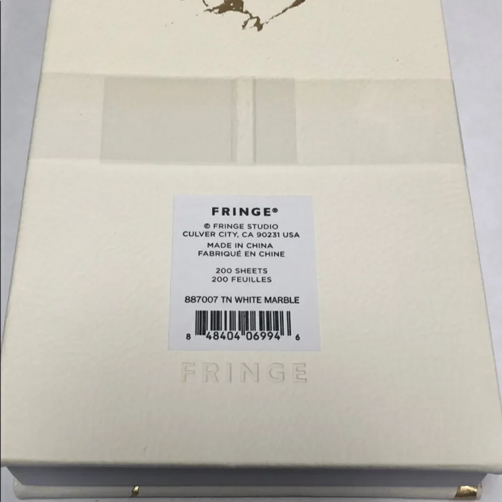 Fringe White & Gold Marble Notepad